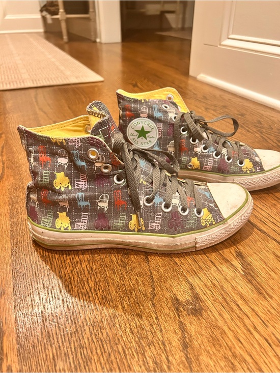 Converse Shoes - Converse Adult' High-Top Chair patterned Sneakers in Gray with Multi-Color Print